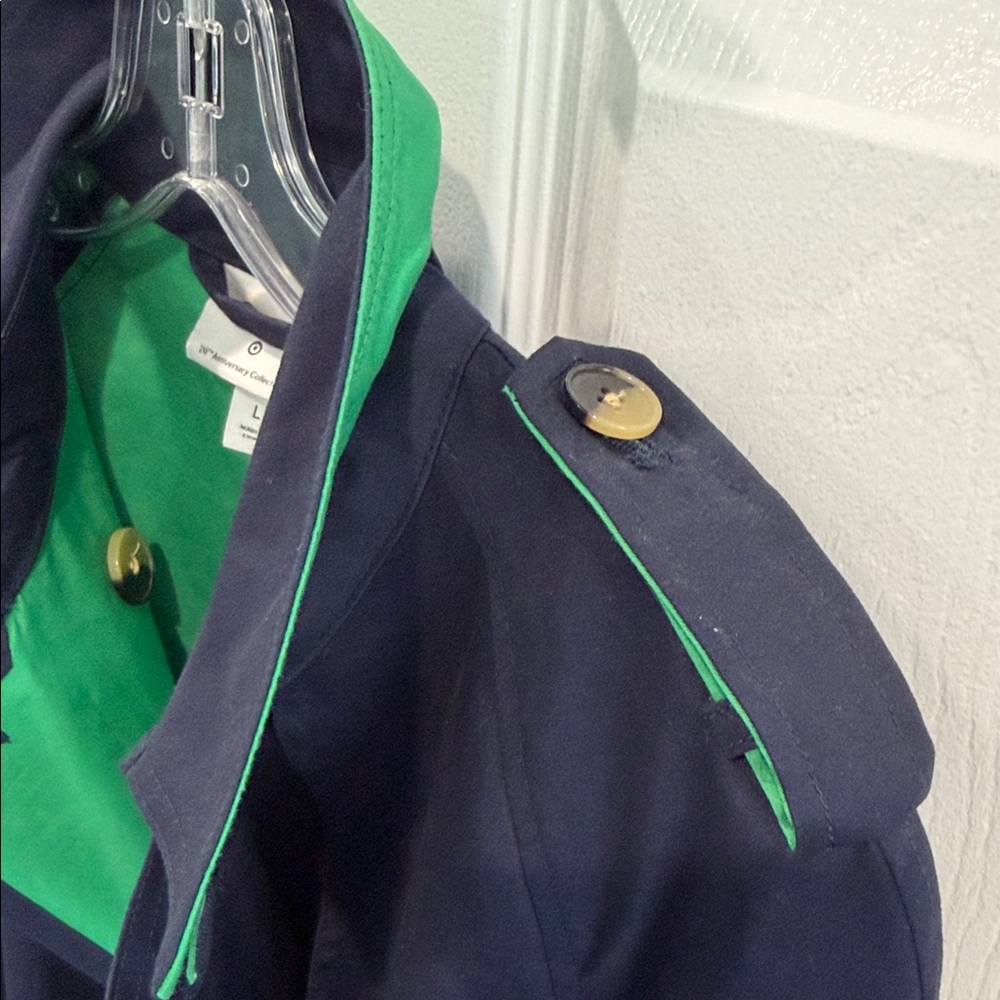 3.1 Phillip Lim for Target Navy Trench Coat with Green Accents - Picture 3 of 5